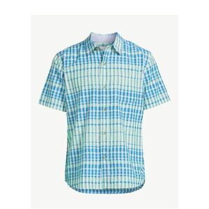 Men's Madras Button Down Shirt with Short Sleeves Size S